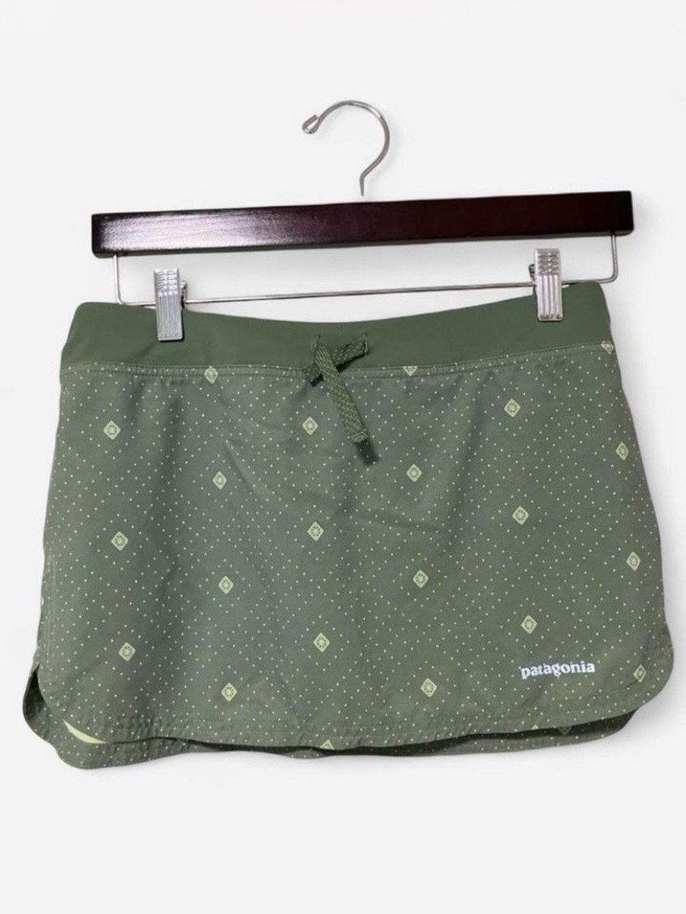 Patagonia Olive Green Printed Active Skort Drawstring Waist Women’s Size Small - Picture 1 of 8